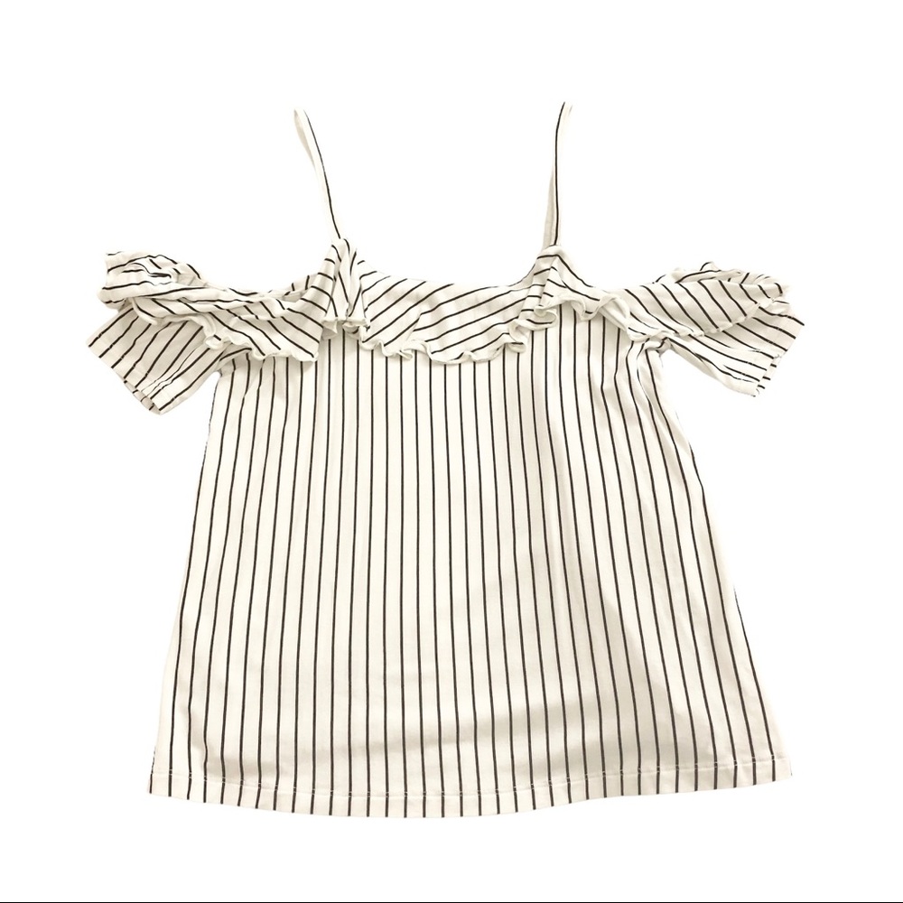 AMERICAN EAGLE Striped Ruffle Top NWOT